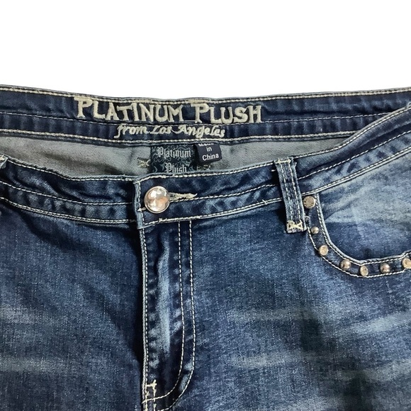 Platinum Plush Bootcut Embellished Bejeweled Jeans Size 17 (34) - Picture 4 of 9